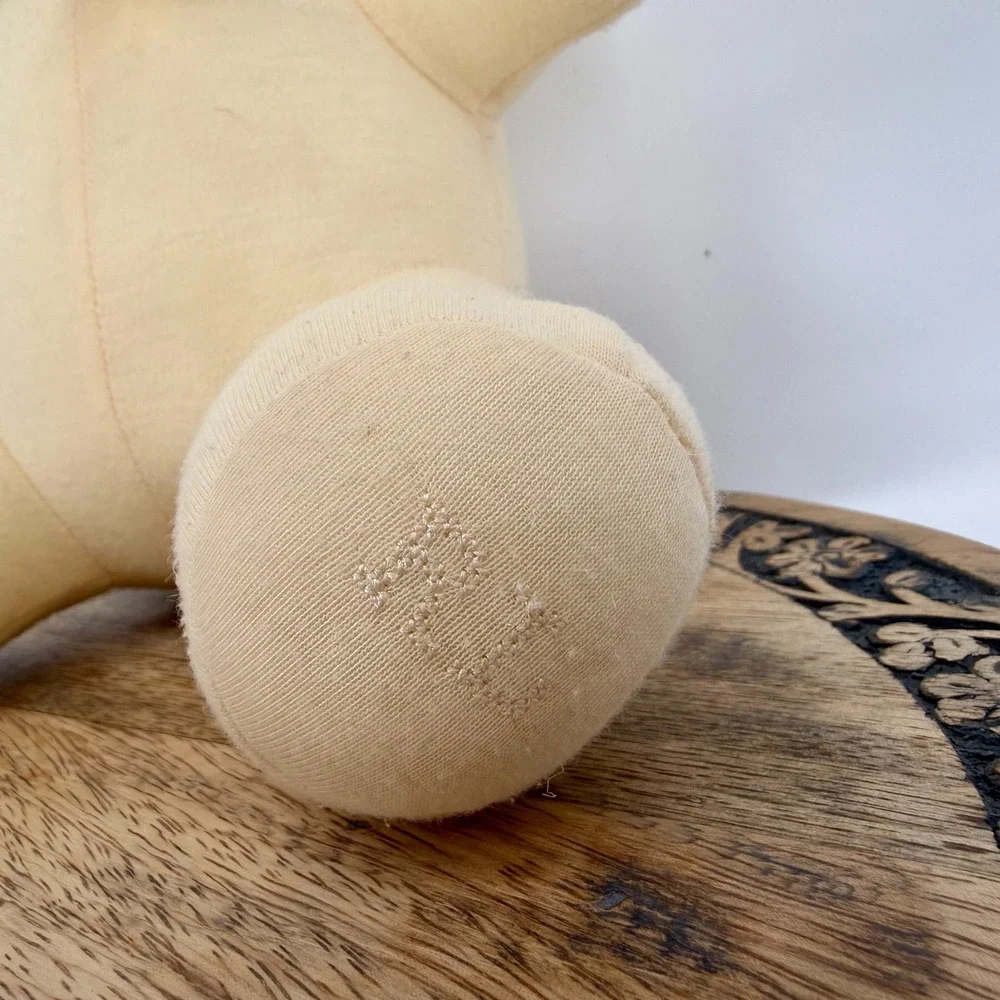 Vintage Ralph Lauren baby bear rattle plush soft yellow cream script tag 90s